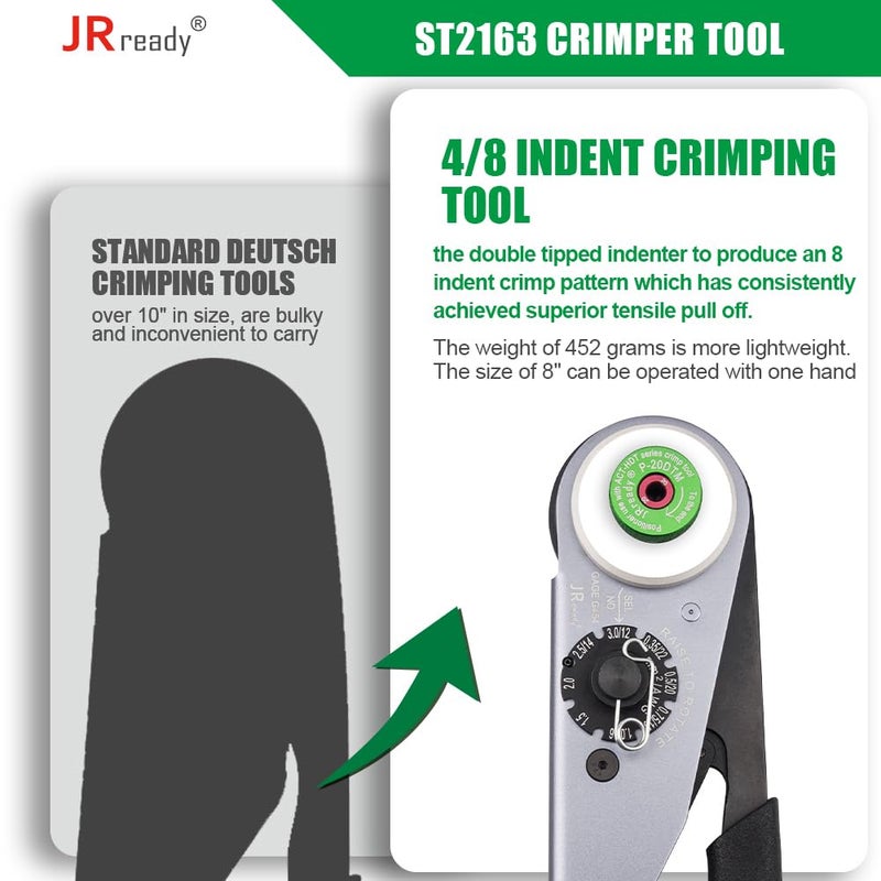 JRready طقم ضغط دويتش ST2163، أداة ضغط جهات الاتصال الصلبة ACT-HDT مع 3 مواضع ومقياس G454 لحجم دويتش 12 16 20 دبابيس ومآخذ تعمل مع موصلات سلسلة دويتش DT DTM DTP - Image 5